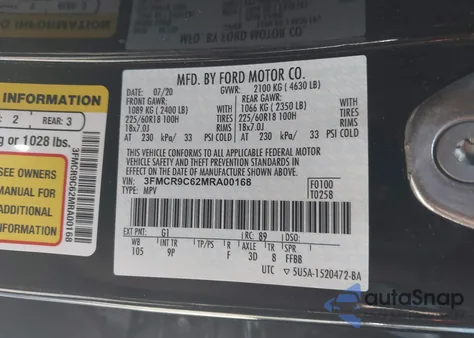 2021 Ford Bronco Sport Outer Banks from USA, damaged, VIN 3FMCR9C62MRA00168